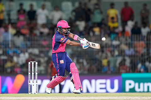 Dhruv Jurel bats against SRH